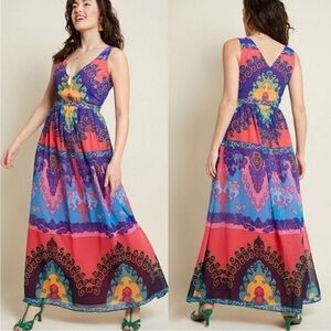 ModCloth Muster The Length Maxi Dress in Indigo Rainbow Sz M